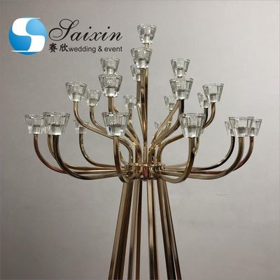 ZT-440 Hot sell wedding table decoration 25 arms big gold metal candelabra