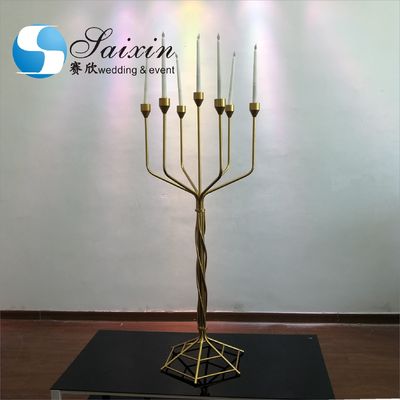 7 Arms Metal Candle Candelabra For Fireplace Elegant Gold Plated 138CM