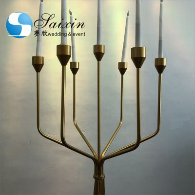 7 Arms Metal Candle Candelabra For Fireplace Elegant Gold Plated 138CM