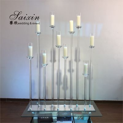 ZT-323H  wholesale 1m long base crystal candelabra wedding centerpiece