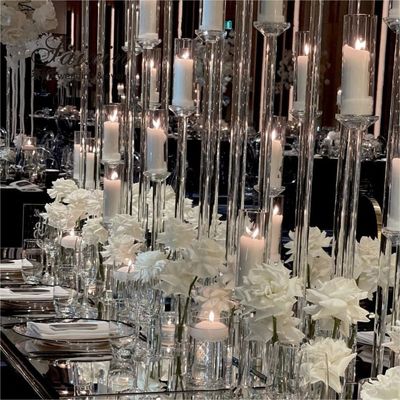 ZT-323H  wholesale 1m long base crystal candelabra wedding centerpiece