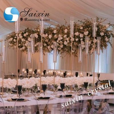ZT-418G  wedding decoration accessories single gold brass candlestick holder