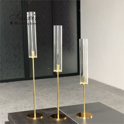ZT-418G  wedding decoration accessories single gold brass candlestick holder