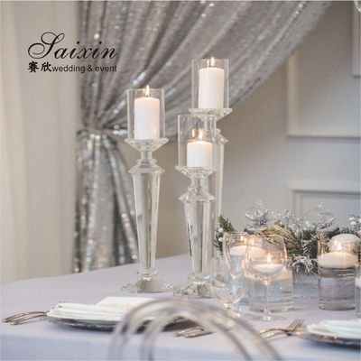 ZT-026  wedding accessories decoration set single crystal pillar candle holders