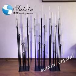 Glass Tube Rose Gold Metal Floor Candelabra Pillar Candlesticks Tall  175cm