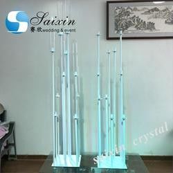 Glass Tube Rose Gold Metal Floor Candelabra Pillar Candlesticks Tall  175cm