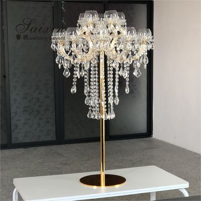 15 Arm  Luxury Metal And Crystal Candelabra Chandelier For Wedding Table Centerpieces 130cm