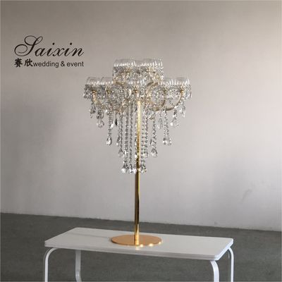 15 Arm  Luxury Metal And Crystal Candelabra Chandelier For Wedding Table Centerpieces 130cm