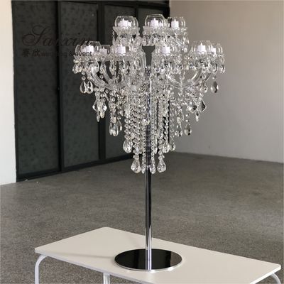 15 Arm  Luxury Metal And Crystal Candelabra Chandelier For Wedding Table Centerpieces 130cm