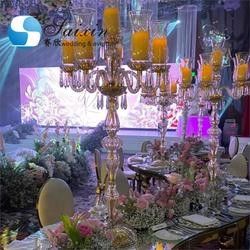 ZT-394 wedding decoration 6 arms  cut glass cup tall gold color  candle holder candelabras