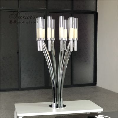 ZT-396S Hot sale  Silver metal centerpiece candlestick stands for wedding decor