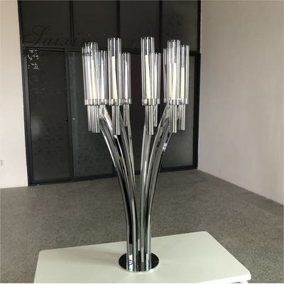 ZT-396S Hot sale  Silver metal centerpiece candlestick stands for wedding decor