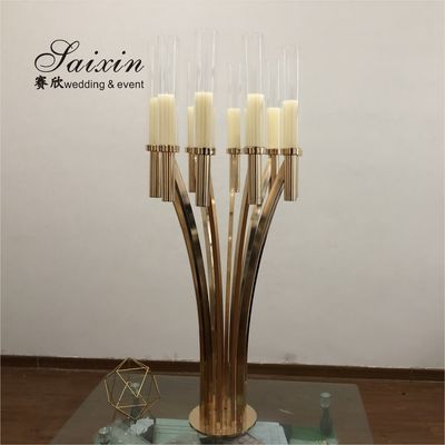 ZT-396S Hot sale  Silver metal centerpiece candlestick stands for wedding decor