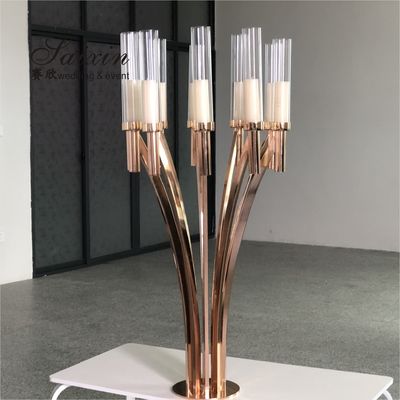 ZT-396S Hot sale  Silver metal centerpiece candlestick stands for wedding decor