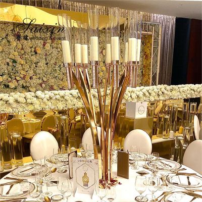 ZT-396S Hot sale  Silver metal centerpiece candlestick stands for wedding decor