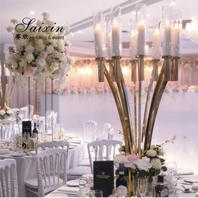 ZT-396S Hot sale  Silver metal centerpiece candlestick stands for wedding decor
