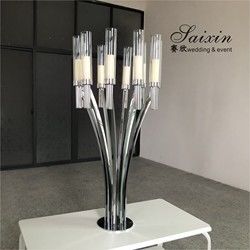ZT-396S Hot sale  Silver metal centerpiece candlestick stands for wedding decor