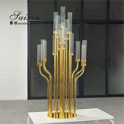 ZT-586 New tall 17arms wedding candelabra centerpieces gold candle holders