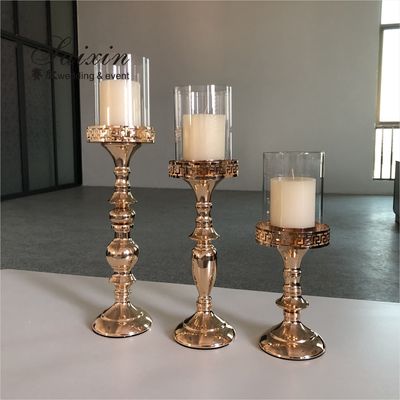 Wholesale chic iron laciness votive  set gold candle holder for wedding table centerpieces