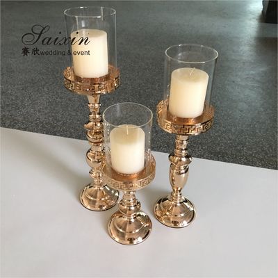 Wholesale chic iron laciness votive  set gold candle holder for wedding table centerpieces