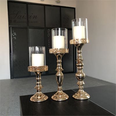 Wholesale chic iron laciness votive  set gold candle holder for wedding table centerpieces
