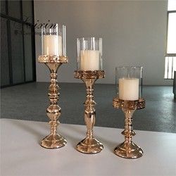 Wholesale chic iron laciness votive  set gold candle holder for wedding table centerpieces