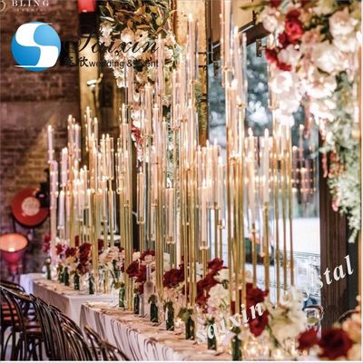 Hot sell tall gold candle holder centerpieces for wedding decoration