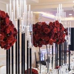 Hot sell tall gold candle holder centerpieces for wedding decoration