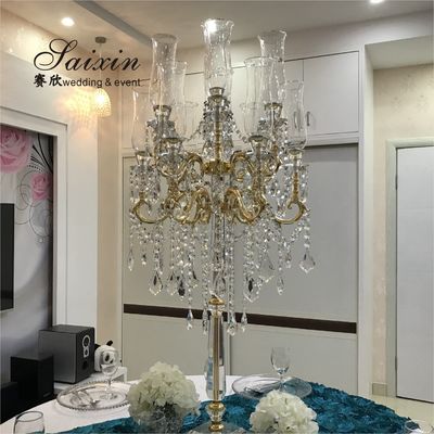 13 Arms Flower Gold Metal Candelabra Wedding 130CMx68cm