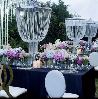 Saixin hot sale  wedding decoration large crystal centerpiece flower stands