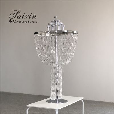 Saixin hot sale  wedding decoration large crystal centerpiece flower stands