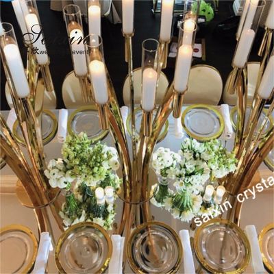 ZT-396 Wedding decoration materials crystal metal candle stand for centerpieces