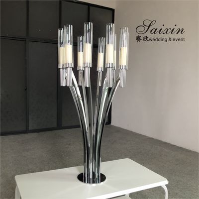 ZT-396 Wedding decoration materials crystal metal candle stand for centerpieces