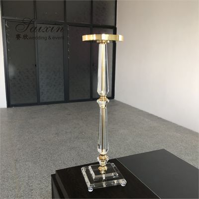 Saixin custom wedding event decoration gold centerpiece crystal pillar flower stands