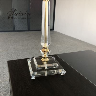 Saixin custom wedding event decoration gold centerpiece crystal pillar flower stands