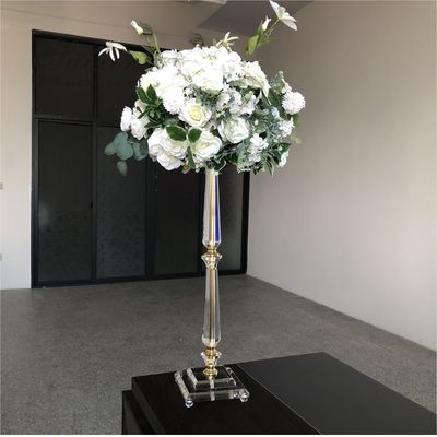Saixin custom wedding event decoration gold centerpiece crystal pillar flower stands
