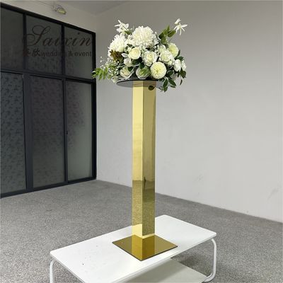 Hot selling gold mirror display stand flower stand for wedding centerpieces