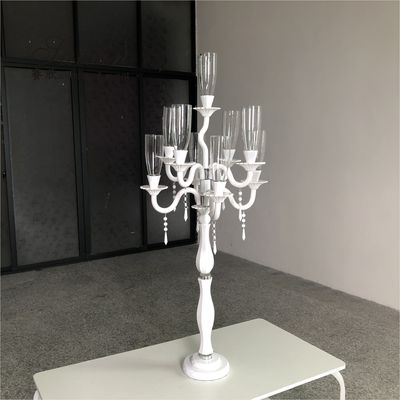 ZT-077W New design glass white candelabra crystal wedding centerpieces