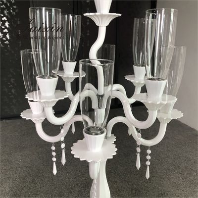 ZT-077W New design glass white candelabra crystal wedding centerpieces