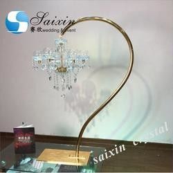New ! Gorgeous gold stand with crystal chandelier for wedding table decoration center pieces