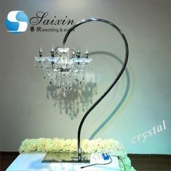 New ! Gorgeous gold stand with crystal chandelier for wedding table decoration center pieces