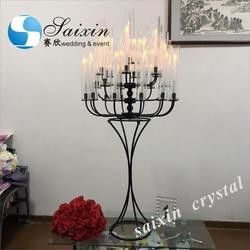 ZT-361 Decoration international 25 arms wedding metal candelabra with glass cylinder