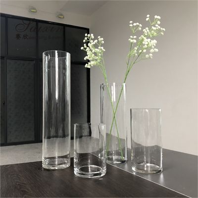 Wholesale cheap wedding decoration different height glass cylinder vase