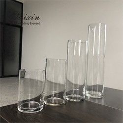 Wholesale cheap wedding decoration different height glass cylinder vase