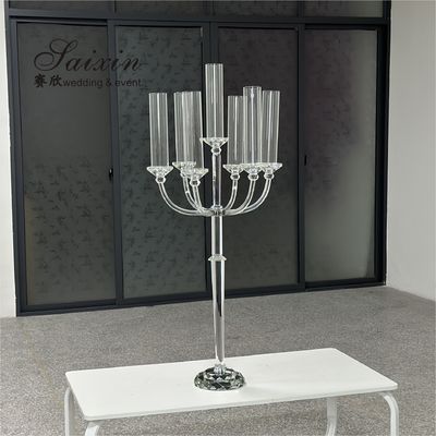 New design 7 arms crystal candle holder for wedding table decor