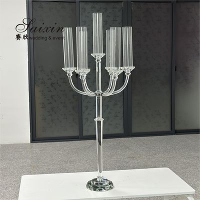 New design 7 arms crystal candle holder for wedding table decor