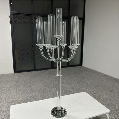 New design 7 arms crystal candle holder for wedding table decor