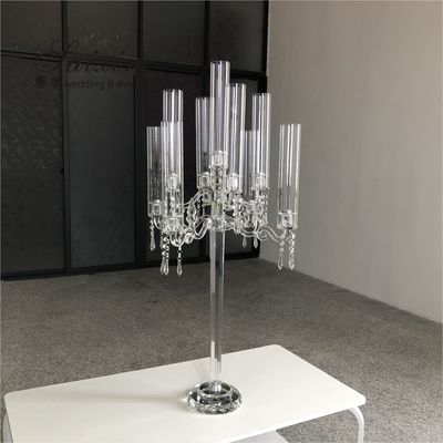 Tall Glass Crystal Candelabra 5 Arm 9 Arm Wedding Table Centerpiece