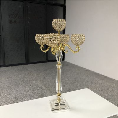 Gorgeous 5 arms gold globe candelabra wedding table center pieces