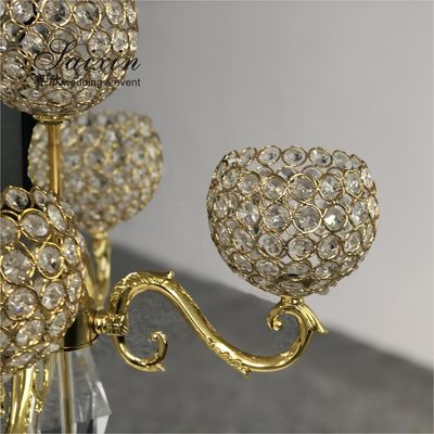 Gorgeous 5 arms gold globe candelabra wedding table center pieces